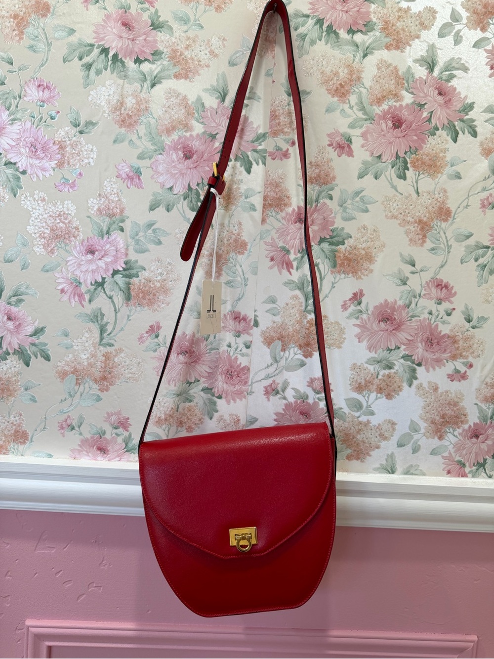 American Vintage Red Leather Crossbody with Gold Hardware